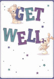 This radiant get well card, echoing the bright community spirit of South Hornchurch, is brought to life by two lovable companions-a sweet bear and an eager, floppy-eared pup. With warm, rounded features and fur depicted in soft, touchable textures, they balance and cradle the bold, playful 'Get Well' lettering shaded in harmonious purples and teal. Scattered across the crisp cream background, sparkling stars hint at hope and the magic of recovery much like the gentle peace found in the meadows near Harrow Lodge Park. The entire illustration exudes a nurturing confidence, every expressive brushstroke echoing the care poured into floral arrangements at South Hornchurch Florist. There's a palpable sense of comfort and heart in the way these whimsical friends share their message-a perfect token of encouragement, ready to accompany a bouquet to lift spirits in any corner of South Hornchurch.